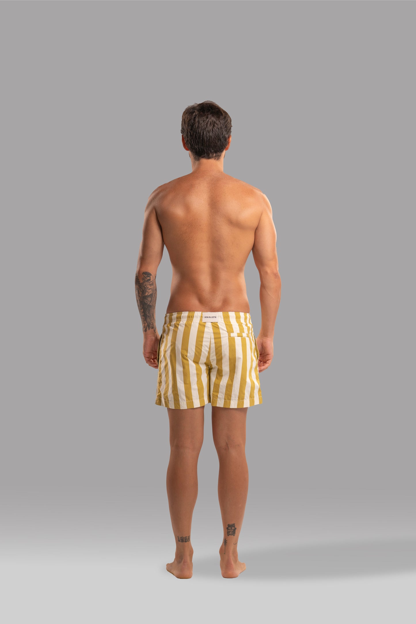 white & yellow Swim Shorts
