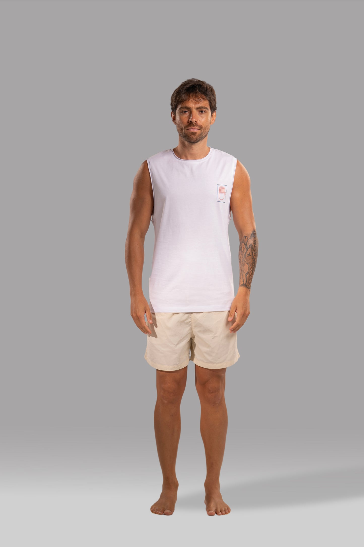 white with print Oversized Tank Top Shirt