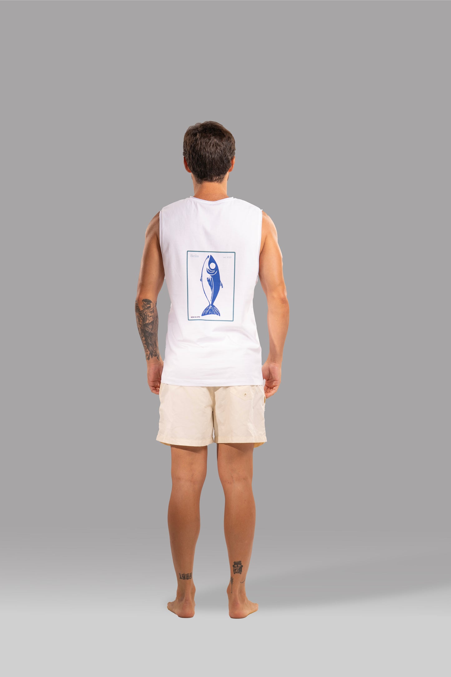 white with print Oversized Tank Top Shirt