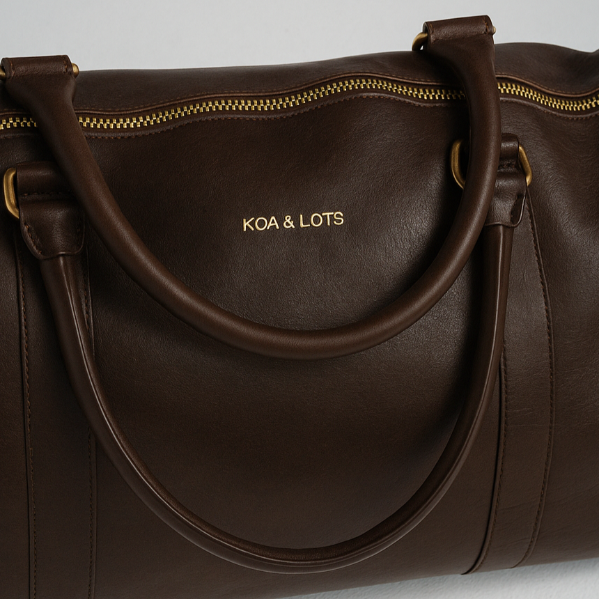 Brown duffle bag