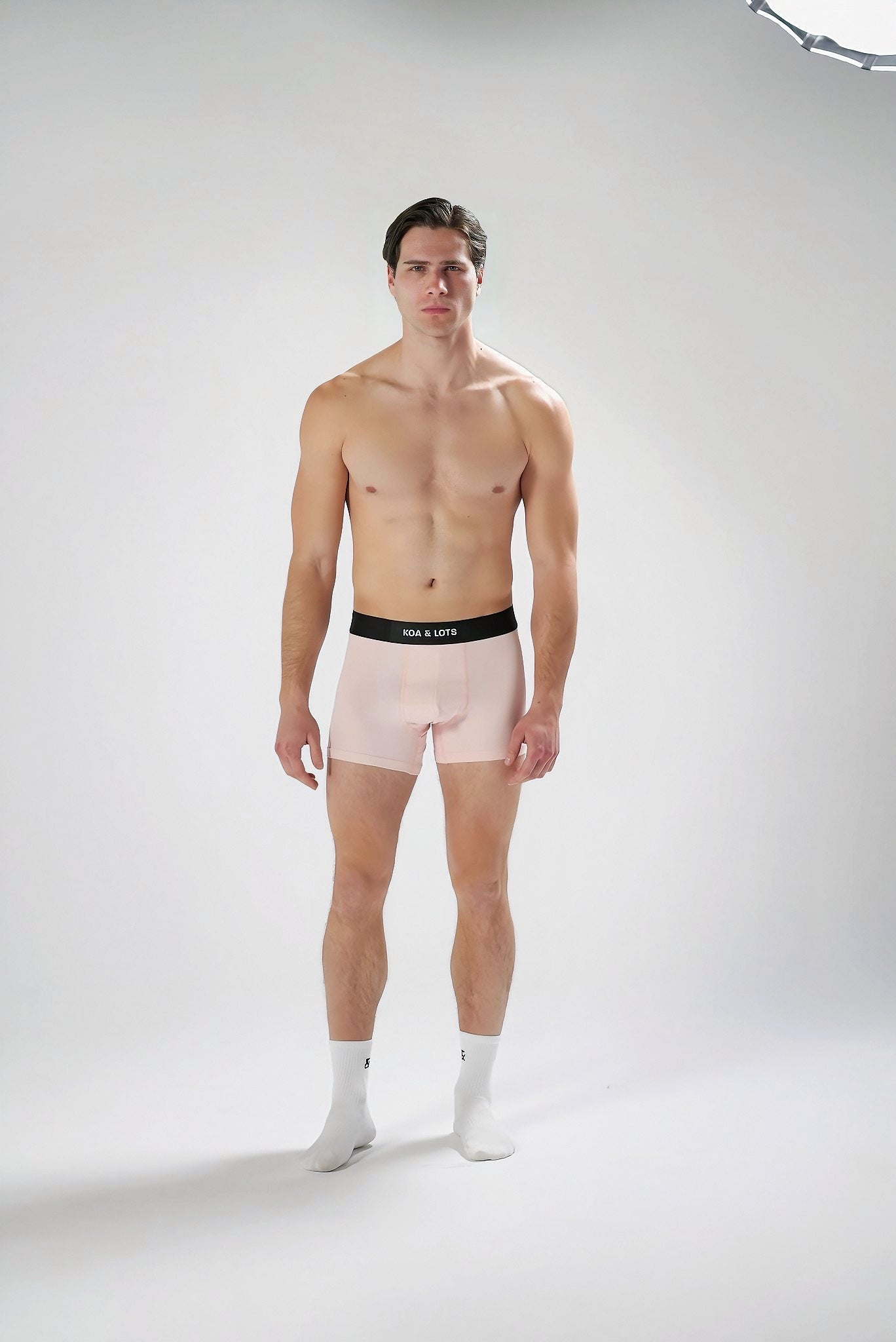 Pink Boxer Briefs with black elastic.