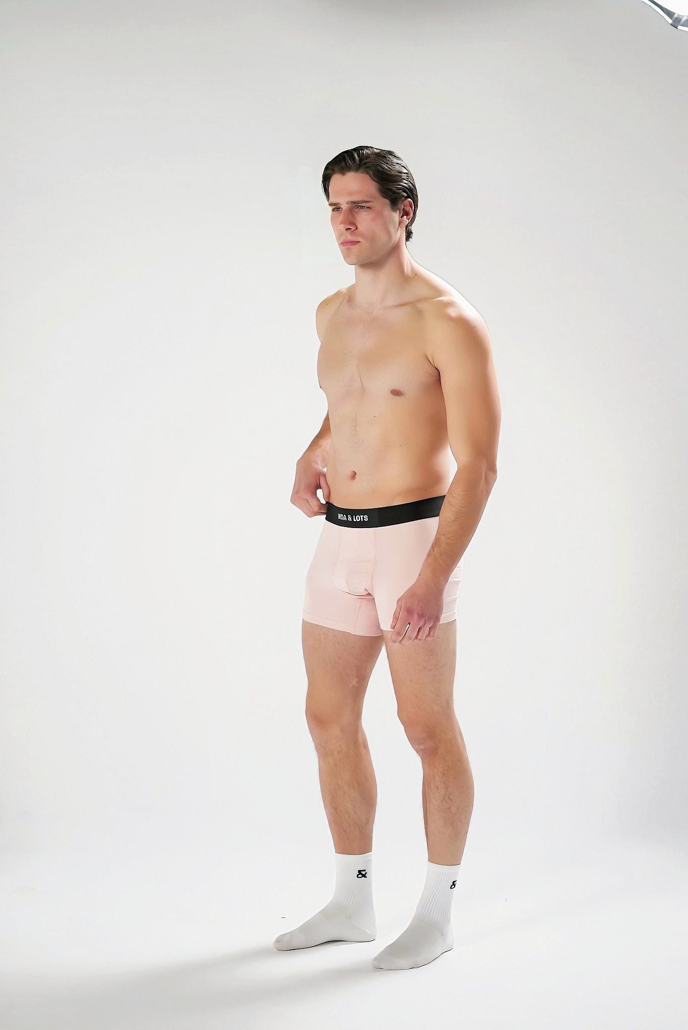 Pink Boxer Briefs with black elastic.
