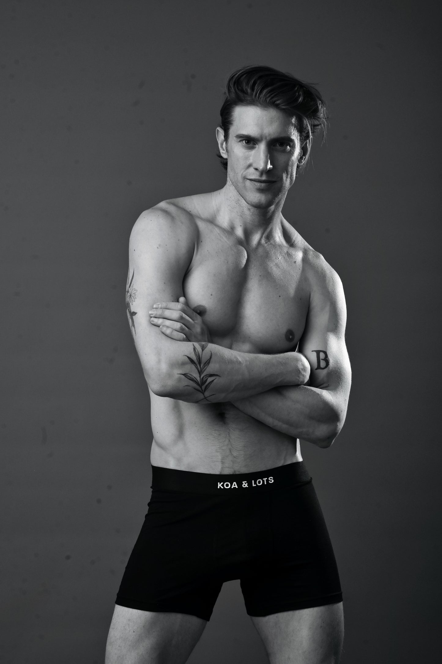 Black Boxer Briefs with white logo print