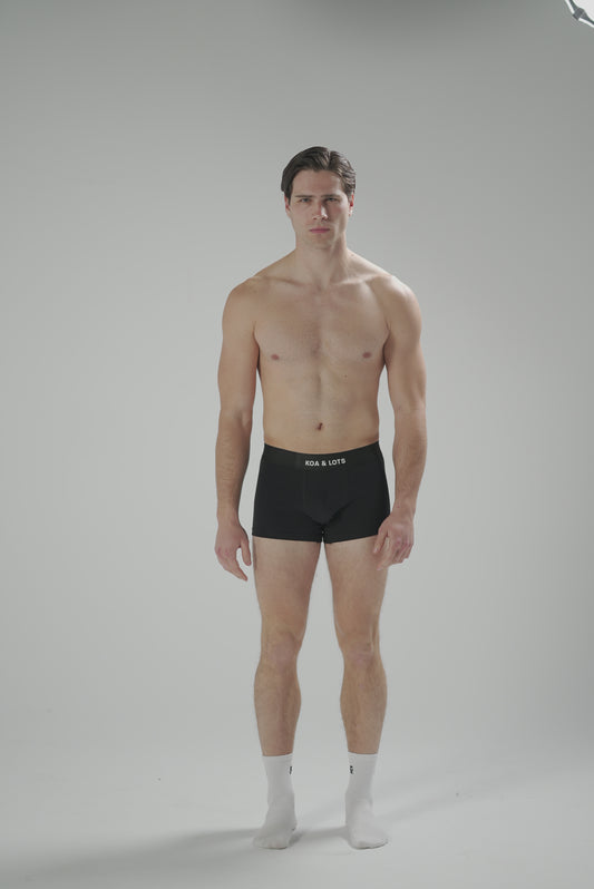 Black Boxer Brief with white logo print