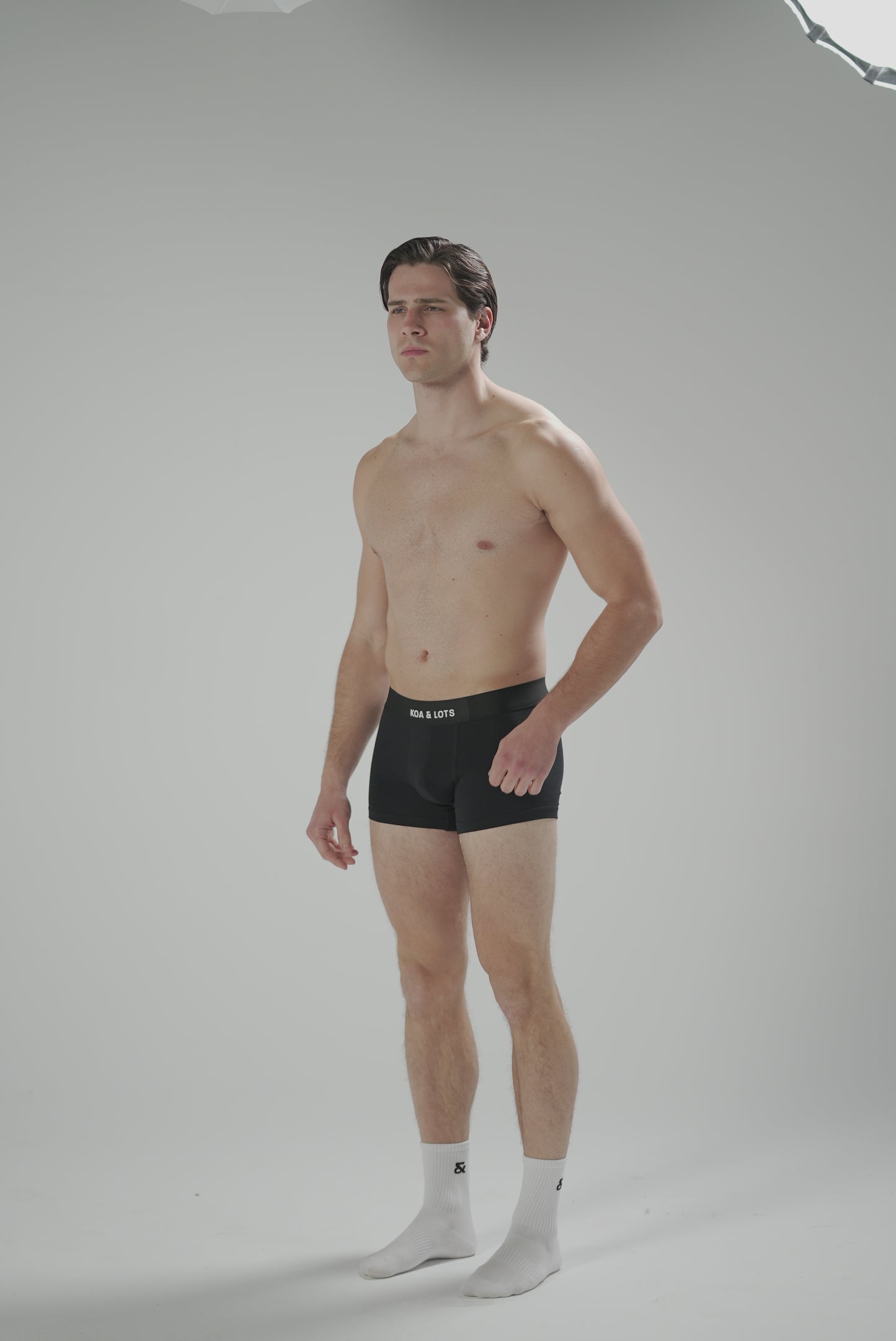 Black Boxer Briefs with white logo print