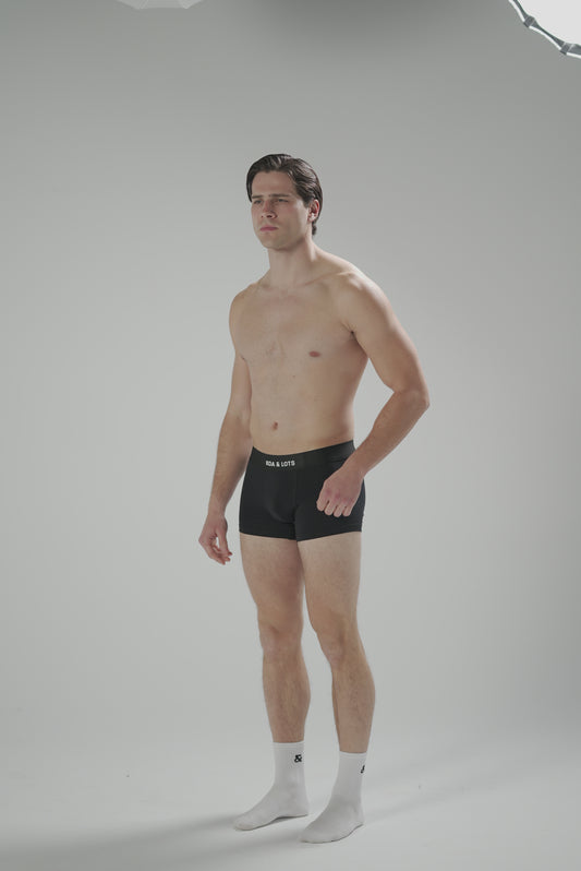 Black Boxer Brief with white logo print