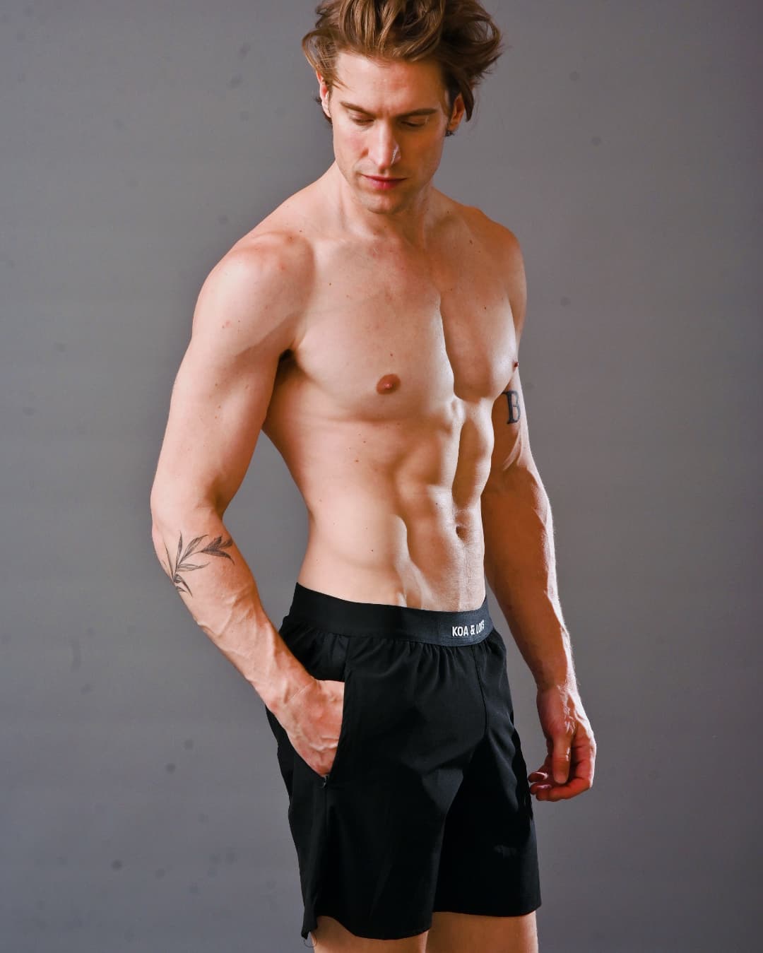 Function Black Shorts with koa elastic band