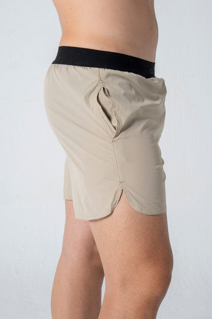 Beige Shorts with black strip