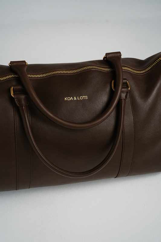 Brown duffle bag