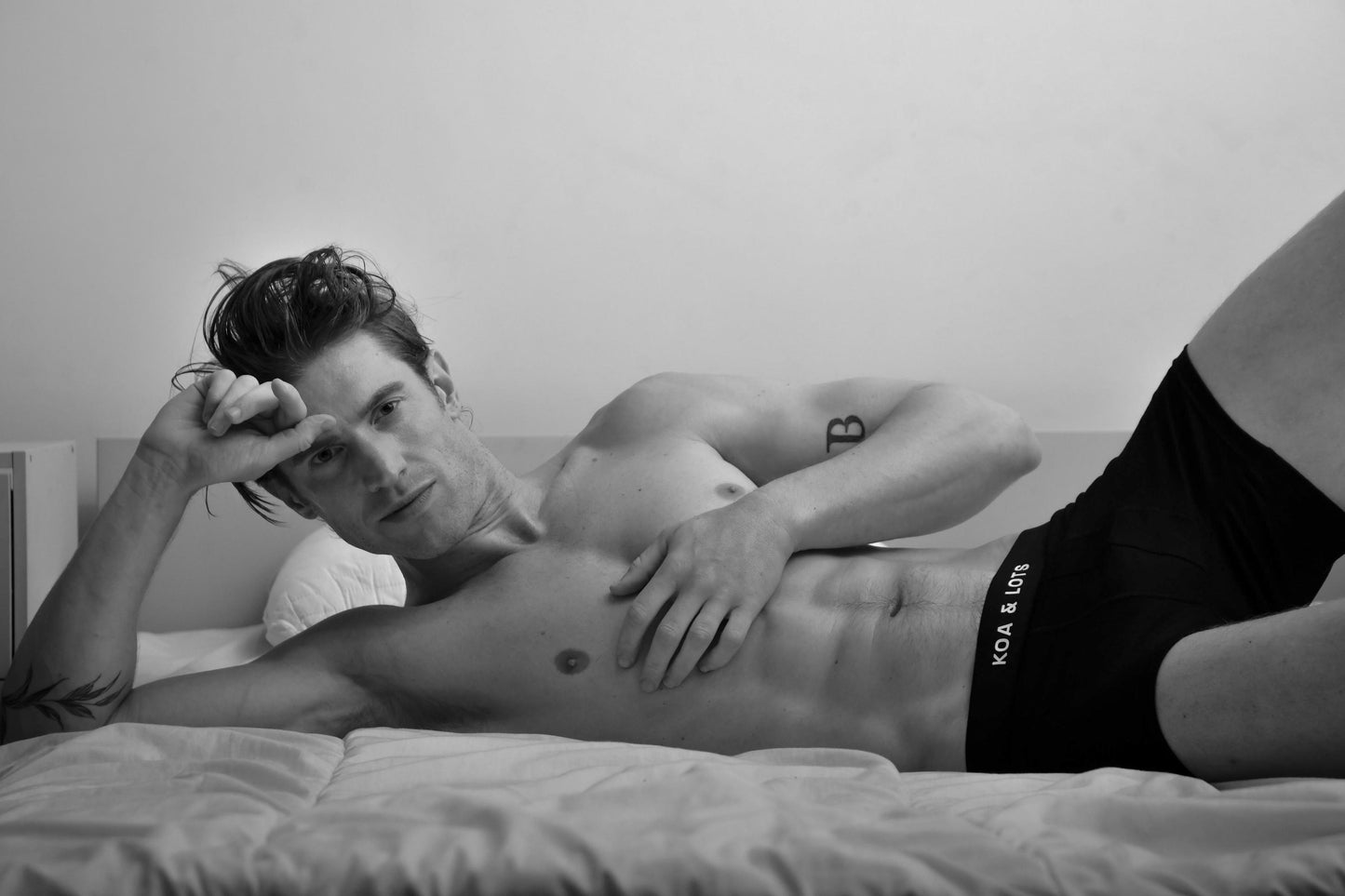 Black Boxer Briefs with white logo print