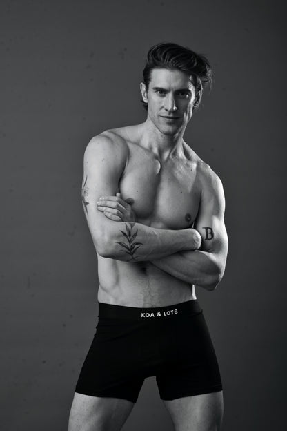Black Boxer Briefs with white logo print