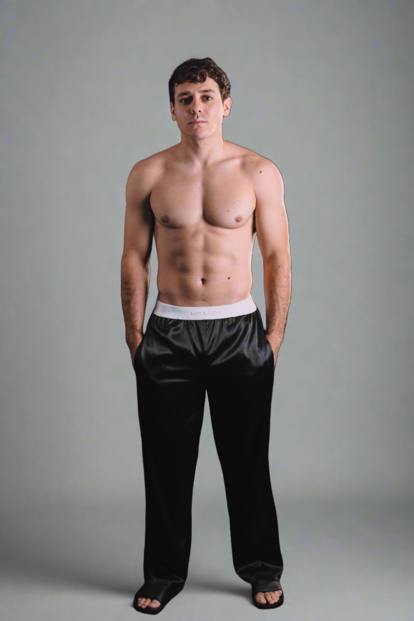 Men Black Satin Pants