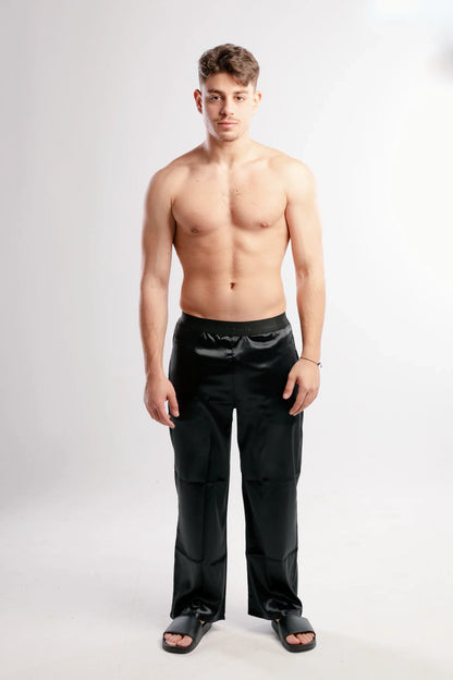 Men Black Satin Pants