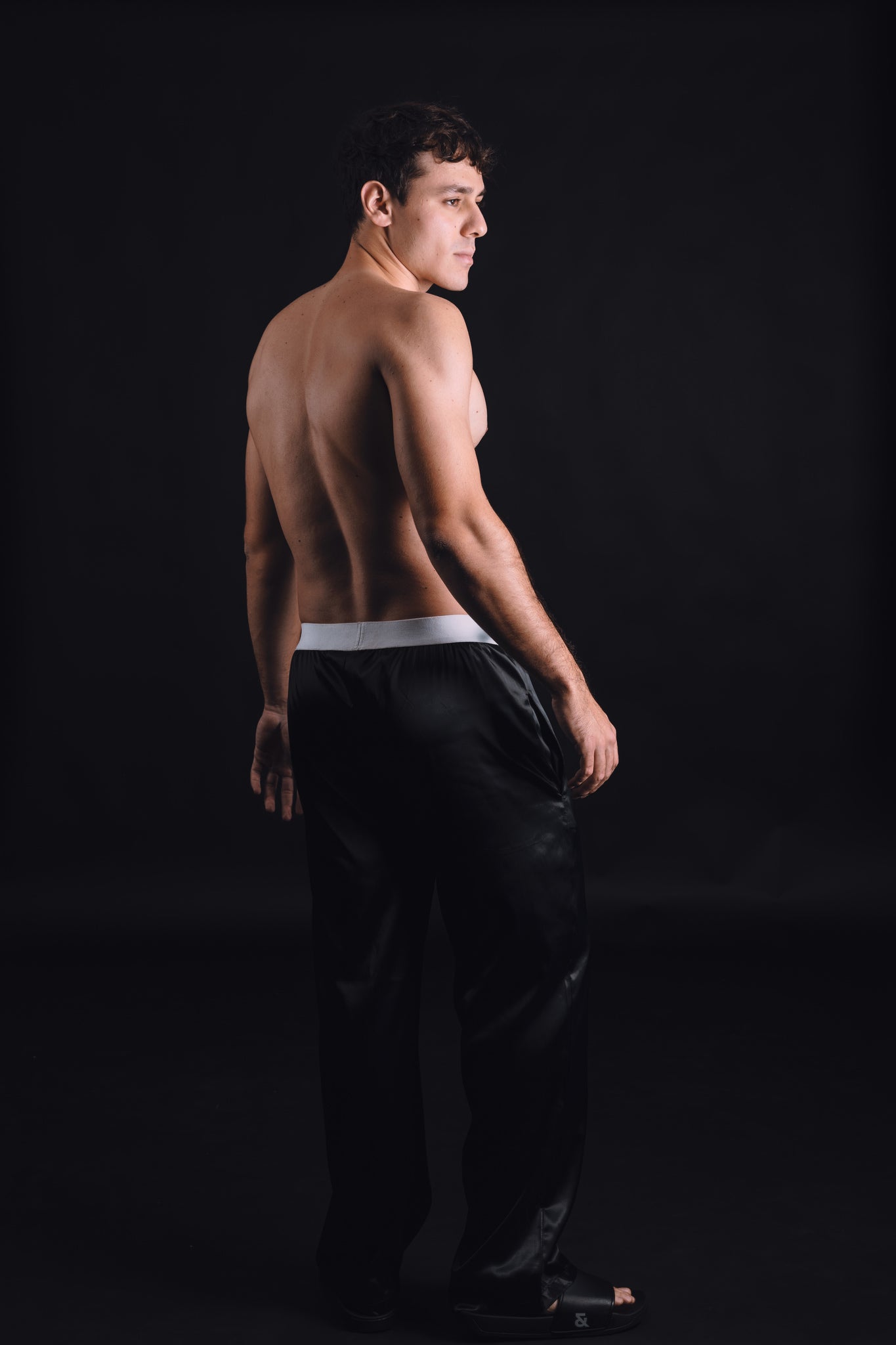 Men Black Satin Pants