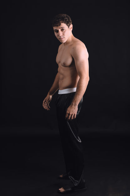 Men Black Satin Pants